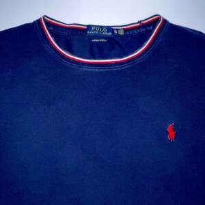 Polo Ralph Lauren Men Navy Blue Custom Slim Fit T-Shirt Striped Collar XL